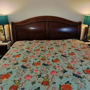 Large Kantha Jacobean Floral Quilt